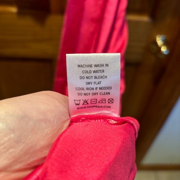 Rahi Cierra Cutout Satin Midi Dress Balloon Sleeves Fuchsia NWT - Picture 6 of 6